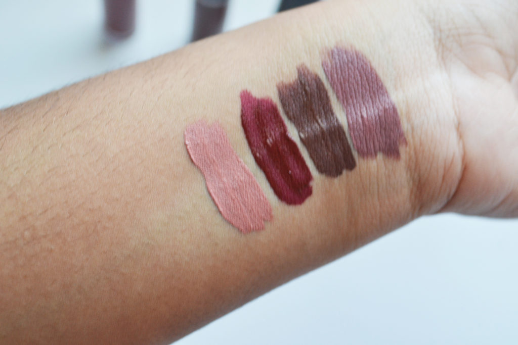 MAC Retro Matte Collection Swatches - So Me, Chocotease, Carnivorous, Burnt Spice