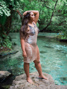mermaid vibes - ASOS bathing suit, fashion nova metallic woven coverup