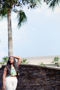 #BlogHer17 conference at the Hilton Bonnet Creek in Orlando, FL | tropical top by Former boutique, ASOS peg pants, Zara backpack and earrings