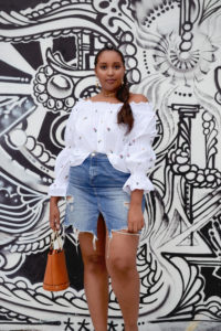 Zara top, River Island destroyed denim skirt, summer ootd, casual outfit