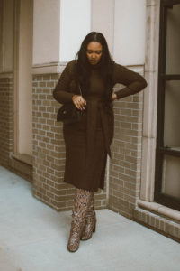 Audrey Leighton Vintage Sweater Wrap Dress in Brown