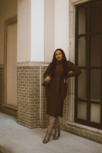 Audrey Leighton Vintage Sweater Wrap Dress in Brown