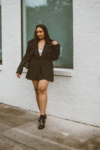 Fall capsule wardrobe, oversized black blazer and loafers
