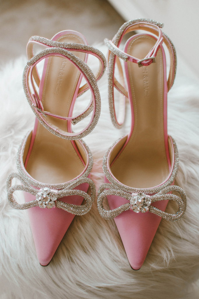 Mach & Mach Crystal Double Bow Pump in pink
