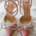 Mach & Mach Crystal Double Bow Pump in pink
